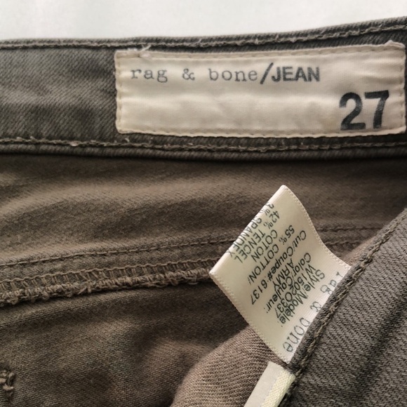 Rag & Bone the skinny pants olive drab green with pockets zipper front - Picture 2 of 9